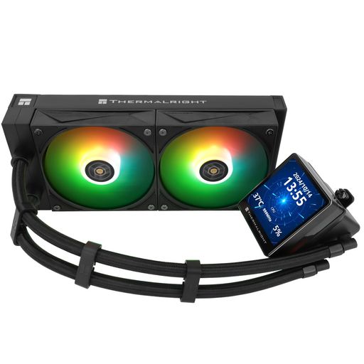 ThermalrightGrandVision240ARGBBlackCPUAIOクーラー、PC240仕様ウォータークーラーシステム、480x480解像度のIPSLCDスクリーン、AM4/AM5&Intel