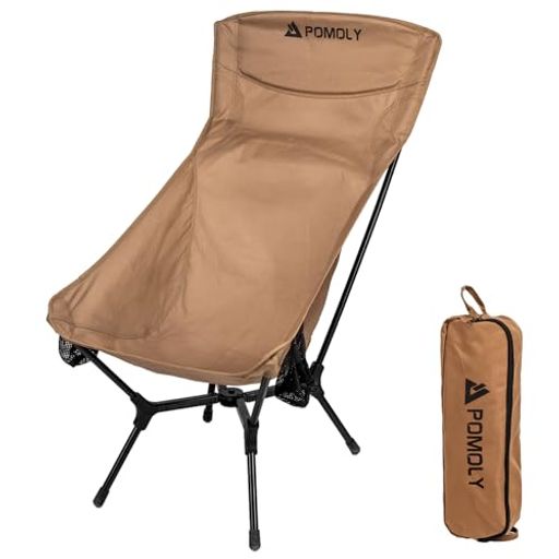 POMOLYハイバックチェア折りたたみ居敷きMOKProS1Chair広々とした大型キャンプチェアハイバック折り畳み女性議長耐荷重200kg軽さ姿勢メッシュ衣嚢付き添い人車中泊アウトドアグランピングご覧なさる