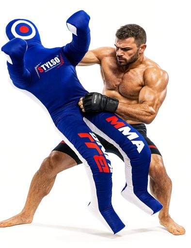 Stylsoレスリングダミーグラップリングダミー-BJJダミーMMA柔道空手格闘トレーニング柔術ダミー充填なし投げパンチング練習柔術ダミー-座る-ブルー