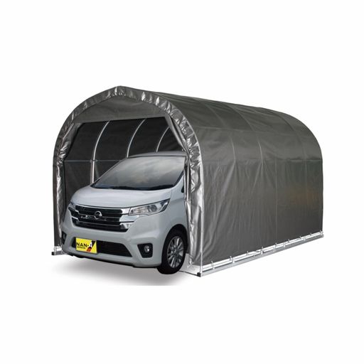 南栄工業(Nan-aCorporation)パイプ車庫2540BMSV軽自動車用本体一式ベース式メタリックシルバー間口2.5x高さ2.45x奥行4.0m車庫車倉庫国産日本製ガレージ