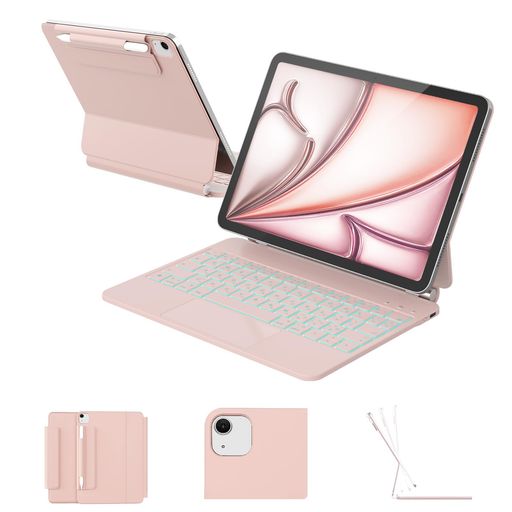RAYMCRAFT iPad Air 11 インチ (M4/M3/M2, 2026/2025/2024)/iPad Pro 11 インチ (第 4 / 第 3 / 第 2 / 第 1 世代) キーボード付きケース、iPad Air 第 5 / 第 4|fleurette