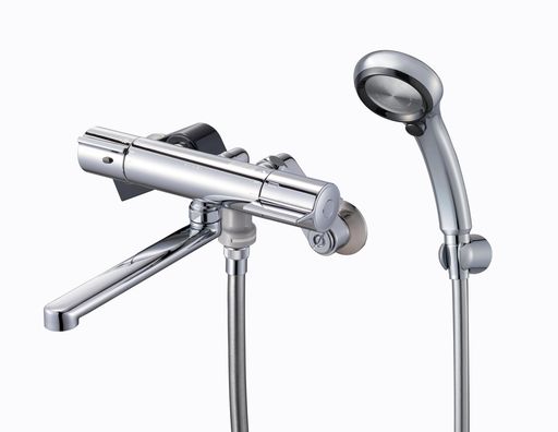 SANEI(サンエイ) サーモシャワー混合栓 ウルトラファインバブルシャワー付き 手元ストップ メッキ 50%節水 日本製 一般地用 SK18CT6｜fleurette