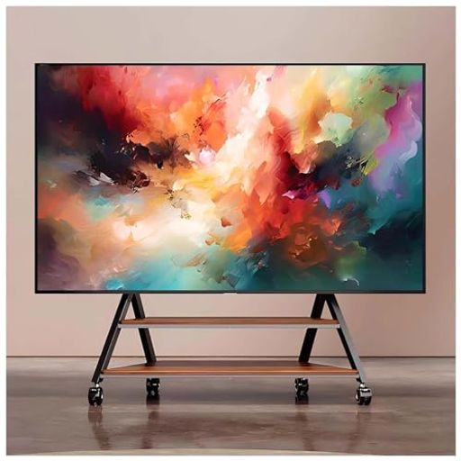 BeishiTenwaymili 大型テレビスタンド 50-100インチ対応 壁寄せ キャスタ-付き ハイタイプ tv stand 移動式tvスタンド 2つ木製の棚板付きコーナーテレビ台 耐震 VESA/横100-800mm/縦100-600mm｜fleurette