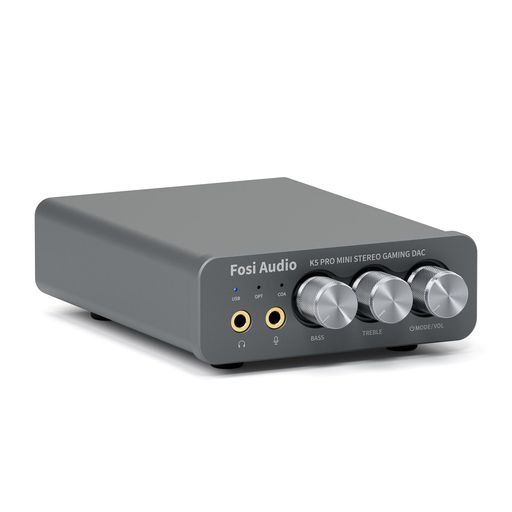 Fosi Audio K5 PRO DAC ヘッドフォンアンプ マイク入力可 ミニ 小型 HiFi ステレオ デジタル DAC ゲーム用 USB-C/光/同軸入力 RCA/3.5mmヘッドホン出力｜fleurette