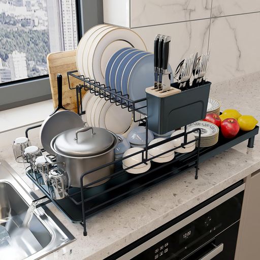 新品s水切りラック 食器棚 水切り棚 キッチン収納 多目的 3段 カフェ ブラッ 新品s水切りラック 食器棚 水切り棚 キッチン収納 多目的 3段 カフェ