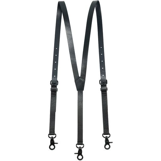[Lawevan]サスペンダーメンズ本革牛革レザーブラックビンテージY型幅広17mmスリースナップフック結婚式やパーティーに最適