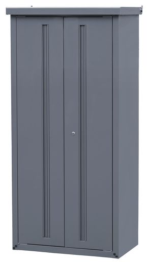 ガーデンマスター(Gardenmaster)物置屋外収納庫幅75x奥行45x高さ162cm多用途収納庫倉庫屋外大型ロッカー縦長両開き鍵付き可動棚板付きISM-750限定グレー