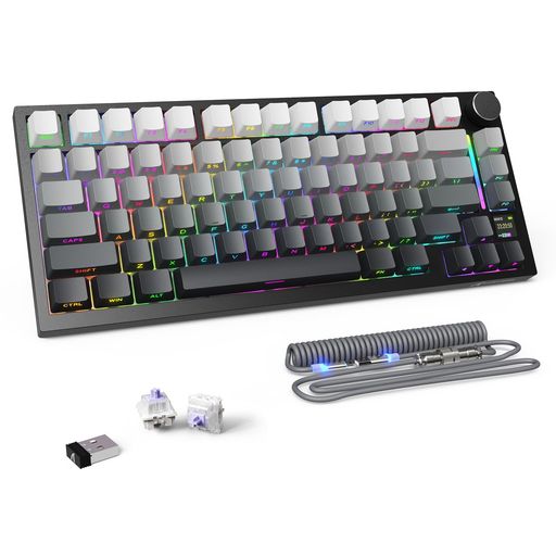 ATTACKSHARKX820ULTRAメカニカルキーボードゲーミングキーボード無料発光Type-Cケーブルカスタム75%配列無線/有線/BT三模接続ホットスワップ軸交換可能PBTキーキャップRGBバックライト