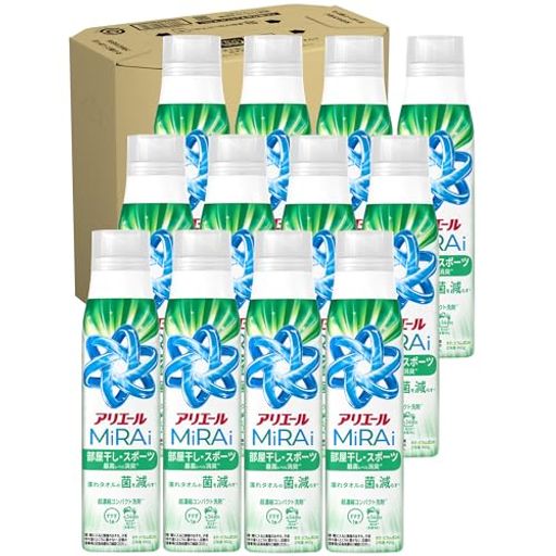 アリエール洗濯洗剤MiRAi超濃縮コンパクト洗剤部屋干し&スポーツ本体ボトル大460gx12本[ケース品]