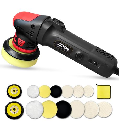 ZOTA ポリッシャー, ダブルアクションポリッシャー 75mm/100mm交換式ヘッド 7000RPM 高回転 強力小型 軽量 カーポリッシャー 偏心構造 6段変速 鏡面磨き 傷消し 艶出し ワックスがけ 研磨 洗車 …|fleurette