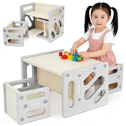 し&mdash;ビん キッズデスク 子供用テーブルセット 3点セット 多機能 学習机 お絵描きデスク 折りたたみ 軽量 コンパクト 1-6歳 保育園 幼稚園 子供椅子付き 勉強机 テーブルチェア 組立簡単 ホ&hellip;｜fleurette