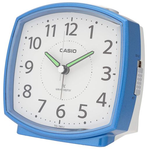CASIO(カシオ)目覚まし時計電波時計置き時計ブルー青アナログライトTQ-740J-2JF