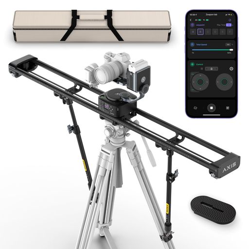 ZeaponAXIS120Pro(3軸)多軸電動カメラスライダー、47インチ/120cmDSLRDollyカーボンファイバー電気トラック、LCDスクリーンアプリコントロール、360°パノラマタイムラプスフォローフォーカス用パ…
