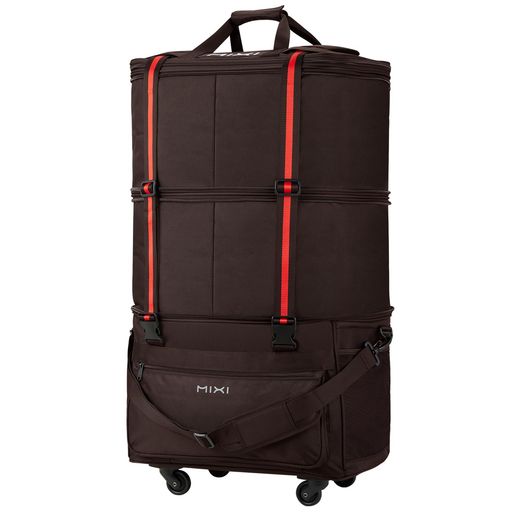 [mixi]折りたたみ式スーツケース拡張機能付3段階容量調整可能58L/90L/120Lコンパクト収納可レディースメンズソフトキャリーケース静音キャスター撥水性多機能ポケット付き旅行出張用釣り(…