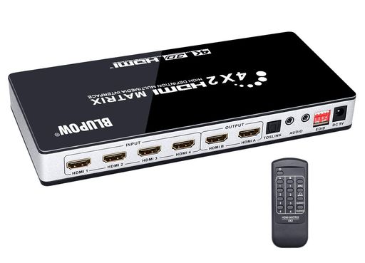 BLUPOW 4K30サイクル HDMI行列 セレクター 4インプット2最終生産物 + 音吐引きはなす(光デジタル・3.5粍ステレオ音吐最終生産物) HDMI1.4・HDCP1.4・ARC相応う 異なる解像力最終生産物能力のある・落ち込む規模役立つこと積み上げる HDMIうつり変わり分かち合う器 ス…