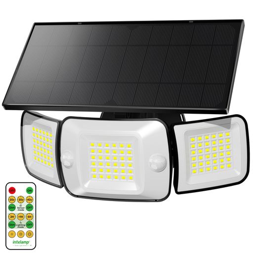 インテランプ(intelamp)ソーラー点火装置室外Plus版人感検知器LED防犯灯【6000mAh大電気容量蓄電池1500lm明かり代0、Co2御通じ皆無】防災打つ手架線不必要苑地点火装置室外ウォールライトリモコン・…