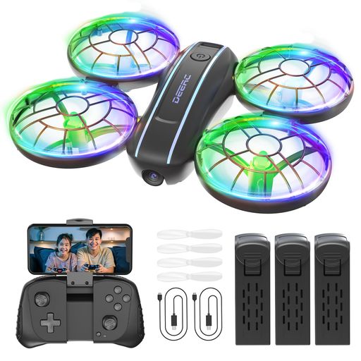 ドローンカメラ付き100G未満HOLYTON小型申請不要多種類LEDライト1080Pカメラバッテリー3個子供向け全保護プロペラガードジェスチャー撮影軌跡飛行室内対応初心者2.4GHZモード1/2自由転換可男…