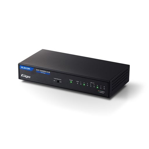 エレコムスイッチングハブギガビット8ポート金属筐体マグネット付電源内蔵ブラックEHC-G08MN4A-HJB