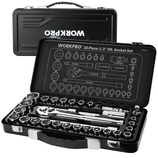 WORKPRO ソケットレンチセット 差込角12.7mm 32点セット ガレージツールセット クイックリリースラチェットハンドル 鉄製収納ケース付き バイク 自動車整備 工具セット｜fleurette