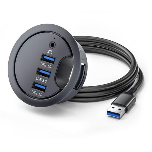 CYUSB3.0ハブサウンドカードAUX3ポートUSB60mmデスクグロメットスプリッタードックステーションヘッドフォンマイクオーディオインターフェイスデスクトップPC用