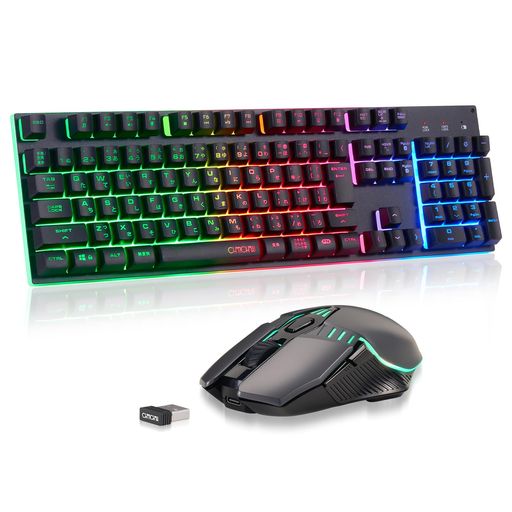 CHONCHOWワイヤレスゲーミングキーボードマウスセット光る無線電話一風変わったなともし火鍵盤日本語取り合わせ申し受ける26手がかり防ぶつかり合う4座標軸DPI二十日鼠無線電話ps4/ps5相応うマイコン/Windows/Mac相応うゲーミングキーボード