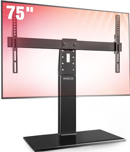 AOKCOSテレビスタンド卓上スタンド32~75インチ対応大型テレビ対応壁寄せテレビスタンドテレビ台卓上地面両用高さ調節可能首振り可荷重50kgTT105301GB