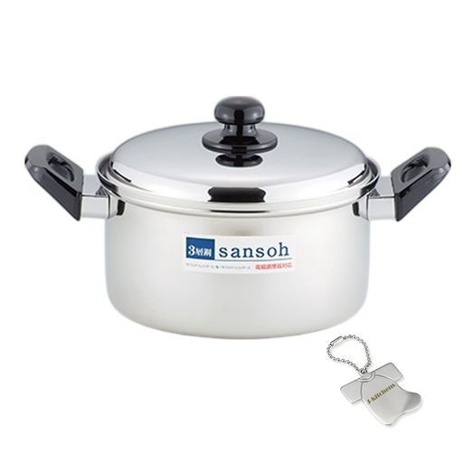 J-kitchensダイニングプロダクト両手鍋深型3層鋼22cm錆びにくく焦げ付きにくいガスIH対応日本製オリジナルタグ付