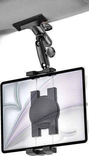 【最強の360度回転金属アーム】Dosvsi車載ホルダーサンバイザータブレットホルダークリップ式ipadスタンド車スマホホルダー自由調節安定性落下防止日本語説明書付き4～13インチタブレッ…