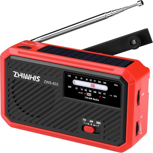 ZHIWHIS防災ラジオFM/AM/ワイドFM対応懐中電灯(手回し充電/ソーラー充電/USB-C充電/乾電池使用可能)【1200mAh/SOSアラート付き/USB充電】充電式電池式携帯小型震災台風停電緊急対策新登場ZWS-833