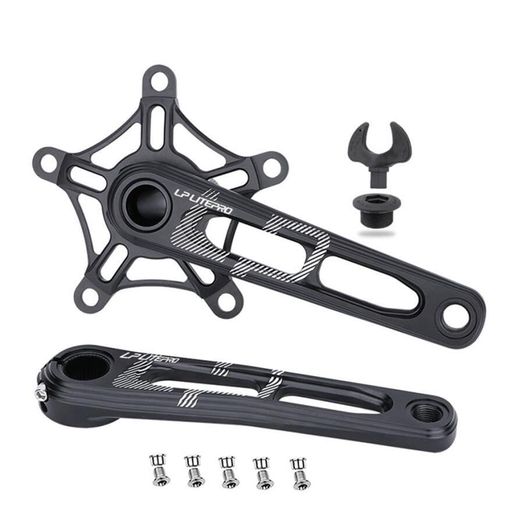自転車クランクセットアルミ合金フロントチェーンホイールクランク長さ170mm対応BB forロードバイク/マウンテンバイク/折りたたみ自転車(ブラック-NO BB)|fleurette