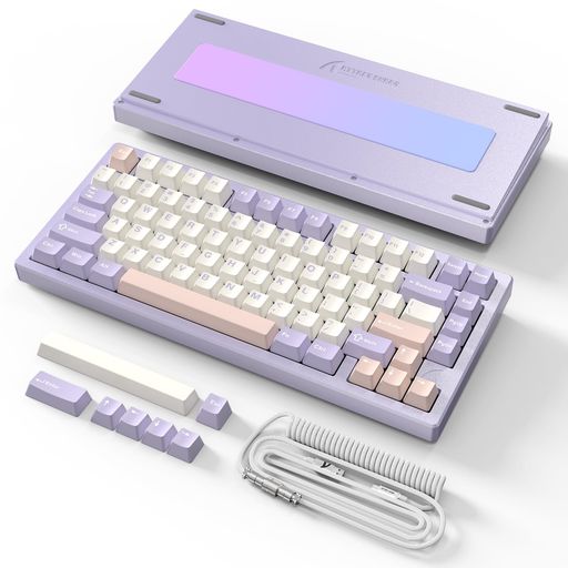 ATTACKSHARKX75ゲーミングキーボードアルミ製81きーメカニカルキーボード75%レイアウト、ホットスワップ、VIA、トライーモードワイヤレス/Bluetooth/有線