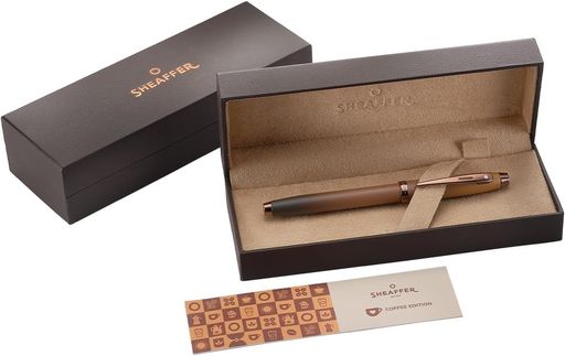 Sheaffer1009374コーヒーエディションマットブラウン万年筆リーガルブラウンPVDシグネチャーミッドバンドとホワイトドットオブエクセレンス-細字