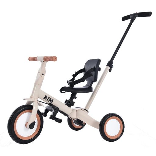 P PURLOVE 子供用三輪車 4in1 新色 ステップ付き 三輪車のりもの 押し棒付き 自転車 おもちゃ 乗用玩具 ベージュ｜fleurette