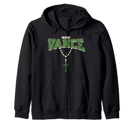 Vance2028forPresidentChristianCrossネックレス共和党ジップパーカー