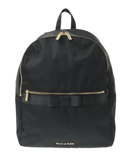 MaisondeFLEUR(メゾンドフルール)撥水産業オペラリボンリュックブラックF背嚢・うしろ側風呂敷き包み08000806800