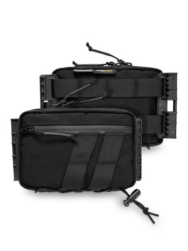 TACTICAL_GEEKBlockE6.0EDCコンパクトウエストポーチ伸縮コード付き実用ポケットオーガナイザーナイロン製ダブルジッパーツールポーチ多用途小型ガジェット整理収納日常携帯用(ブラック)