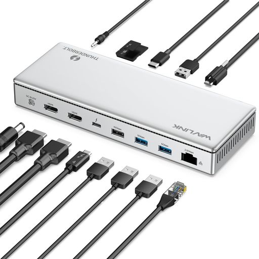 【WAVLINK厳選】WAVLINK Thunderbolt 4ドッキングステーション、シングル8K、トリプル4Kディスプレイ、TBT 4/3 Mac & TBT 4 Windows パソコン用13 in 1 PCドック、2.5G|fleurette