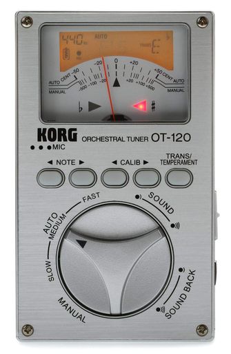 KORG クロマチックチューナー 針式メーター OT-120 吹奏楽 ブラスバンド オーケストラ どんなコンサート・ピッチにも対応 100時間連続稼働 ソフトケース付属｜fleurette