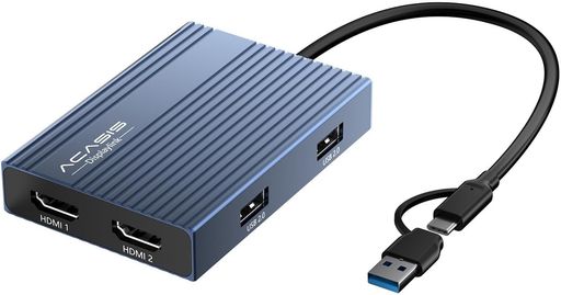 ACASIS USB C - デュアル HDMI DISPLAYLINK アダプター、4K@60HZ、USB HDMI 変換アダプタ HDMI ポート 2 つと USB-A ポート 3 つ、100W PD 充電、MAC M1/M2/M3/WINDOWS|fleurette