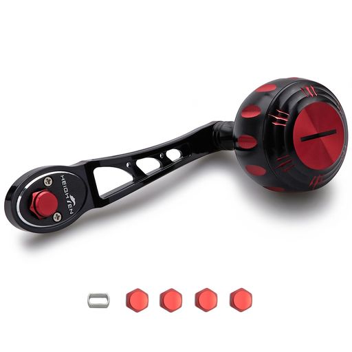 HEIGHTEN80/90mmリールハンドル45mmハンドルノブシマノ(SHIMANO)ダイワ(DAIWA)アブ(Abu)ベイトリール通用AchHarmerSeries(ブラック&レッド)(199)