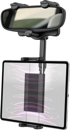 Dosvsi車載ホルダータブレットホルダー車バックミラー用スマホホルダーバックミラータブレットブラケットルームミラー車リアビューミラースタンド携帯ホルダー360°回転縦横自在伸縮式…