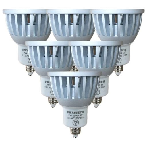 FwaytechLEDスポットE11狭角調光対応濃い電球色2300KCOB7WJDRφ50LEDハロゲン電球形60W~75W相当密閉器具対応ダイクロハロゲン6個セット(濃い電球色相当(2300K)本体銀(狭角15度)