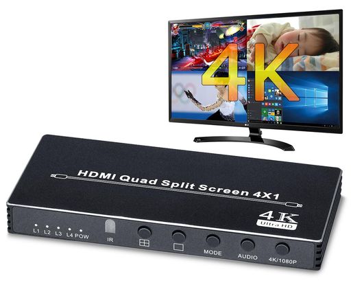 ELEVIEW HDMI 画面取りわけるうつり変わり器 マルチビューワー 4K@30サイクル相応う 4インプット1最終生産物 4取りわける見せびらかす(PBP) HDMIスイッチャー シームレス ちょっとの間に切り替え 自動小銃で画面うつり変わり ライブ持参やWeb話し合い・仕立て上げる・でき事な…