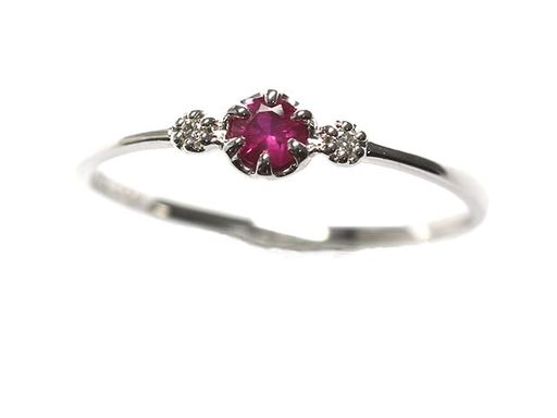 [キャンディ] K10WG ルビー&ダイヤモンドツイン0.016ct リング 日本サイズ16号｜fleurette