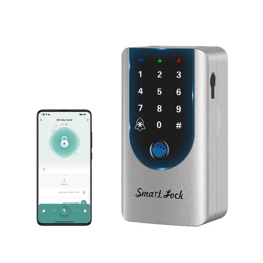 TenixLox 指紋式セキュリティキーボックス ドアベル付き APP 連動 暗証番号ロック シルバー 車載 民宿 屋外防水 高強度|fleurette