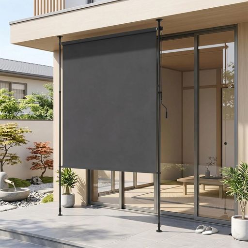 オーニングテント 縦型日除けシェード 日除け シェード 屋外 オーニングテント 巻き取り式 幅150/200/250/300cm 高さ調節可能 高さ調節可能 断熱 遮光 防水シート|fleurette