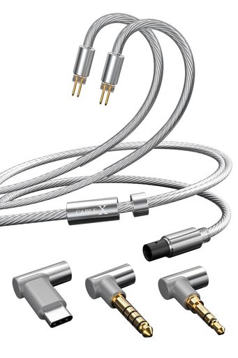TANCHJIMCABLEXイヤホンリケーブルアップグレードケーブル|リケーブル0.78mm2Pin|1.25m銀メッキ高性能ケーブル|音質改善音場拡張|銀銅ハイブリッドHIFI対応|高性能DSPチップ内蔵|