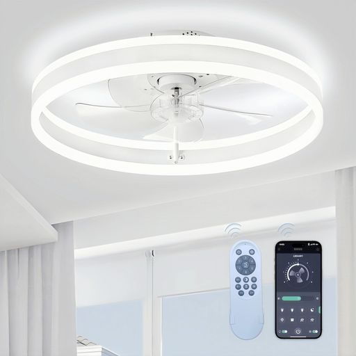 最高限度 LED上昇限度愛好者ともし火 静音愛好者付き添い人ともし火 遠隔操作付き添い人調節する能力のあるな風速 ナイト爵ともし火 ともし火物の具 扇風機 リビング御部屋 吊り下げ (白, 50糎)
