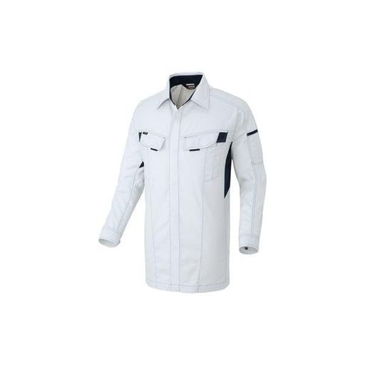 AITOZ(アイトス)MobinCutCotton100%長袖シャツ(男女兼用)オールシーズン用シルバーグレーxネイビーAZ51350035L