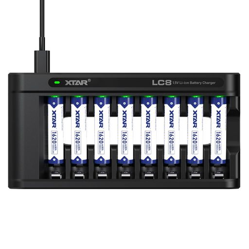 XTAR1.5V単4リチウム独居室1620mWh高静電容量AAA申し受ける池(単四独居室8本+LC8申し受ける器)